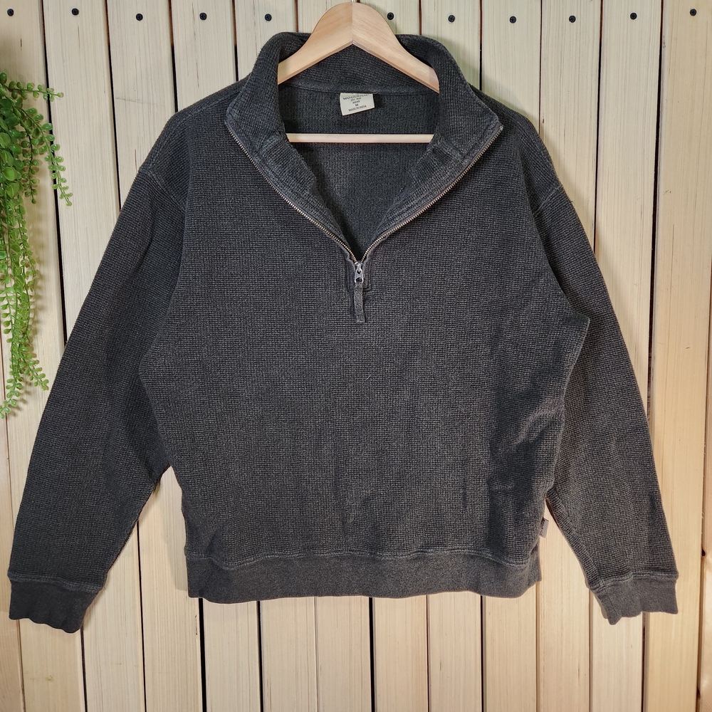 Wool Rich Swewter. Men's Charcoal Quarter-Zip